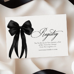 Cartão De Informações Black Bow Bridal Shower Registry 
