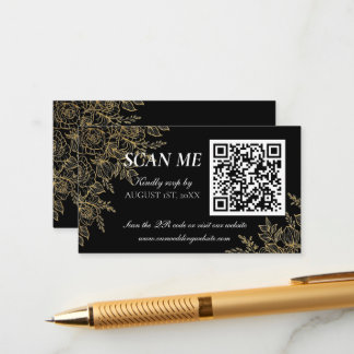 Cartão De Informações Black Gold Art Deco Glamorous Wedding RSVP Card