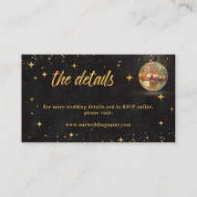 Black Gold Glitter Star Disco Ball Wedding Details