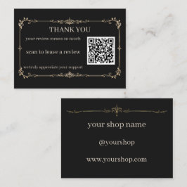 Cartão De Informações Black Gold Small Business Obrigado Avaliação QR