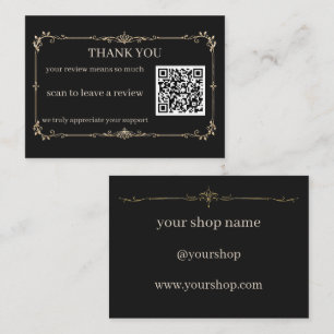 Cartão De Informações Black Gold Small Business Obrigado Avaliação QR