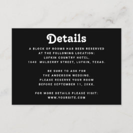 Cartão De Informações Black Wedding Details | Minimalist Information