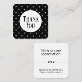 Cartão De Informações Black & White Bow Monogram Thank You Card