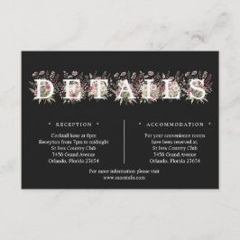 Cartão De Informações Black & White Spring Floral Details Enclosure Card