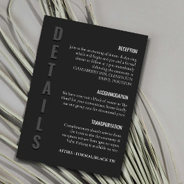 Cartão De Informações Blackout Minimalist Wedding