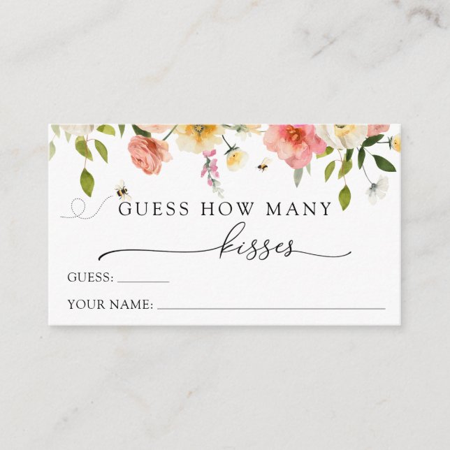 Cartão De Informações Blossoms and Bees Guess How Many Kisses  (Frente)