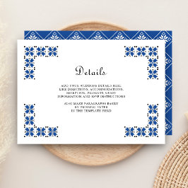 Cartão De Informações Blue and Black Ukrainian Embroidery Wedding Detail