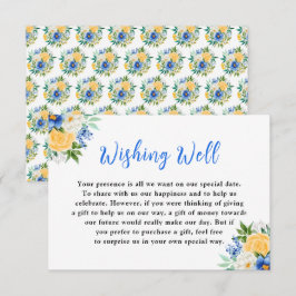 Cartão De Informações Blue and Yellow Floral Wedding Wishing Well