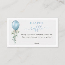 Blue Balloon Greenery Baby Shower Diaper Raffle