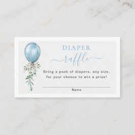 Cartão De Informações Blue Balloon Greenery Baby Shower Diaper Raffle