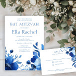 Cartão De Informações Blue Blooms Watercolor BAT MITZVAH PERSONALIZADO R<br><div class="desc">Placa de gabinete RSVP personalizada perfeita para um belo convite de bat mitzvah! TOTALMENTE PERSONALIZÁVEL! Clique em "Personalizar" acima para editar o texto. Clique em "editar usando a ferramenta design" para ajustar as fontes, cores e posicionamentos. Mantenha ou apague o verso ou verifique meu compro para designs alternativos também. O...</div>