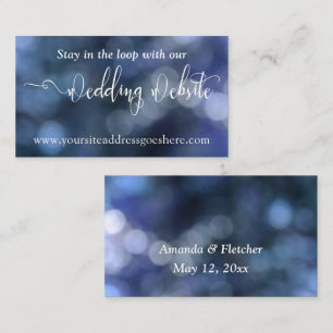 Cartão De Informações Blue Bokeh Light 32 Endereço do Site de Casamento