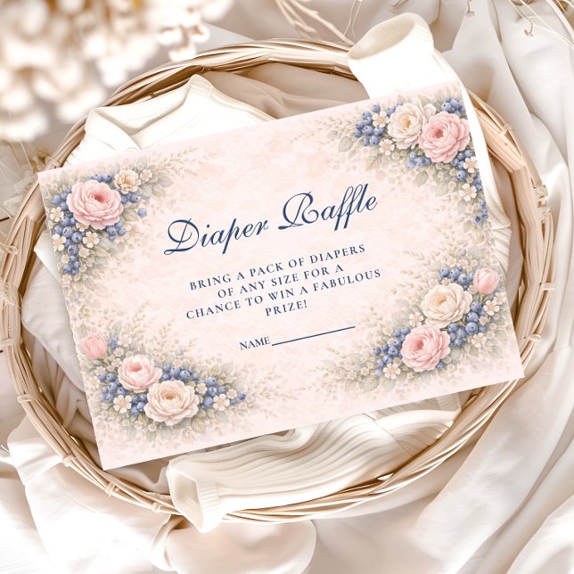 Cartão De Informações Blue Bow Blueberry Diapper Raffle (Criador carregado)