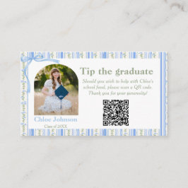 Cartão De Informações Blue Bow Floral Graduation Enclosure Card