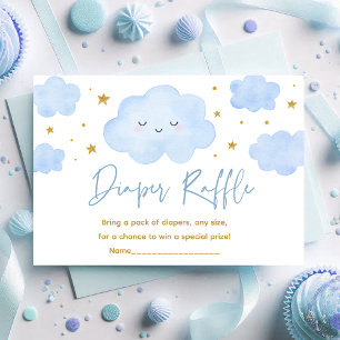 Cartão De Informações Blue Boy Cloud Stars Baby Sprinkle Fralda Raffle