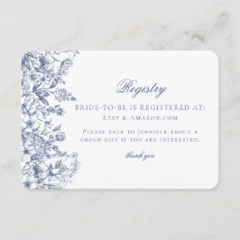 Cartão De Informações Blue Chinoiserie Floral Bridal Registry Card