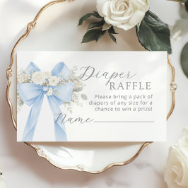 Cartão De Informações Blue Coquette Bow Diaper raffle ticket