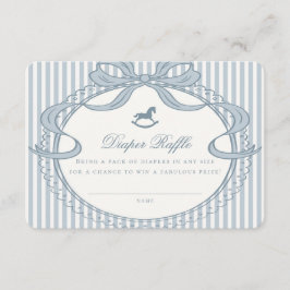 Cartão De Informações Blue Coquette Bow Rocking Horse Diaper Raffle Card