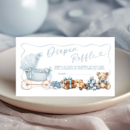Cartão De Informações Blue Coquette Carriage Baby Shower Diaper Raffle