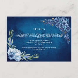 Cartão De Informações Blue Elegant floral summer wedding