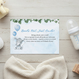 Cartão De Informações Blue Elephant Books for Baby Shower Card