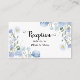 Cartão De Informações Blue Floral Wedding Reception Card