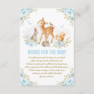 Cartão De Informações Blue Floral Woodland Deer Bunny Books para Bebê