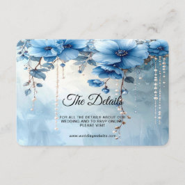 Cartão De Informações Blue Flowers and Pearls Detail