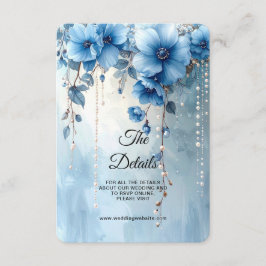 Cartão De Informações Blue Flowers and Pearls Detail Enclosure