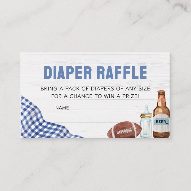 Cartão De Informações Blue Football Baby Shower Diaper Raffle (Frente)