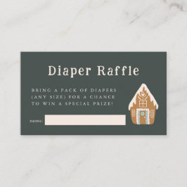 Cartão De Informações Blue Gingerbread House Diaper Raffle Ticket 
