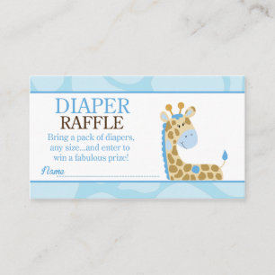 Cartão De Informações Blue Giraffe Jungle Chá de fraldas Raffle