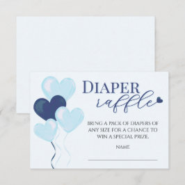 Cartão De Informações Blue Hearts Boy Baby Shower Diaper Raffle