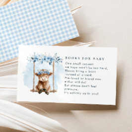 Cartão De Informações Blue Highland Cow Books For Boy Baby Shower