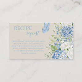 Cartão De Informações  Blue Hydrangea Butterfly Bridal Shower Recipe 