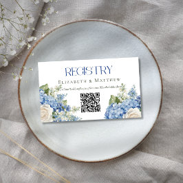 Cartão De Informações Blue Hydrangea Weding Registry QR Code Site