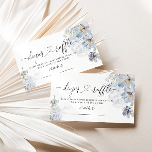Cartão De Informações Blue Hydrangeas elegante bilhete de rifa de fralda