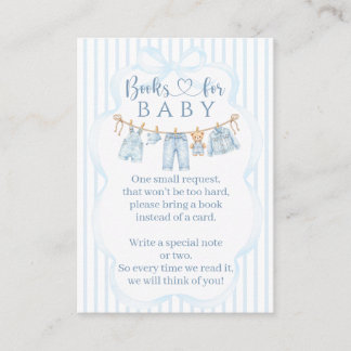 Cartão De Informações Blue Jean Baby Shower Boy Books Request