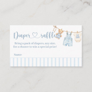 Cartão De Informações Blue Jean Baby Shower Boy diaper raffle