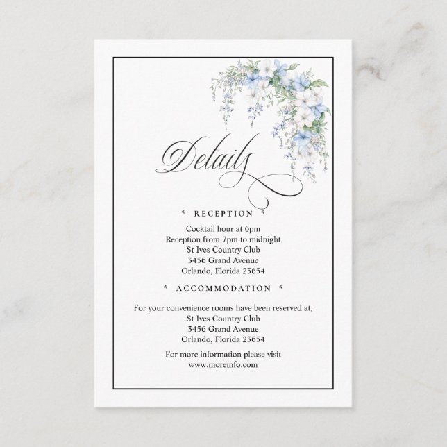 Cartão De Informações Blue Morning Glorys QR Code Enclosure Card (Frente)