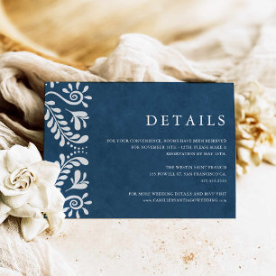 Cartão De Informações Blue Papel Picado México Detalhes do Casamento