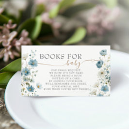 Cartão De Informações Blue Preppy Flowers Baby Shower Books for Baby
