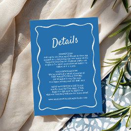 Cartão De Informações Blue Retro Stripes Wedding Details Card