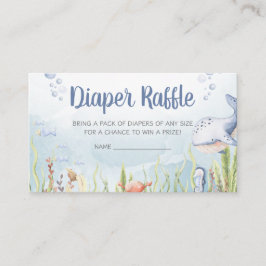 Cartão De Informações Blue Under the Sea Baby Shower Diaper Raffle