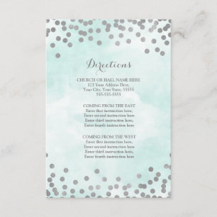 Cartão De Informações Blue Watercolor Silver Wedding Direction Insert