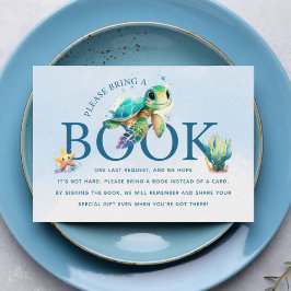 Cartão De Informações Blue Watercolor sob o Chá de fraldas do mar