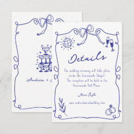 Cartão De Informações Blue Whimsical Quirky Hand desenhou Detalhes do Ca