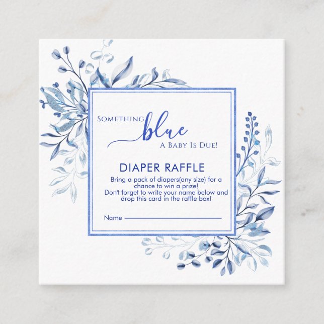 Cartão De Informações Blue Wildflower Something Blue Diaper Raffle  (Frente)