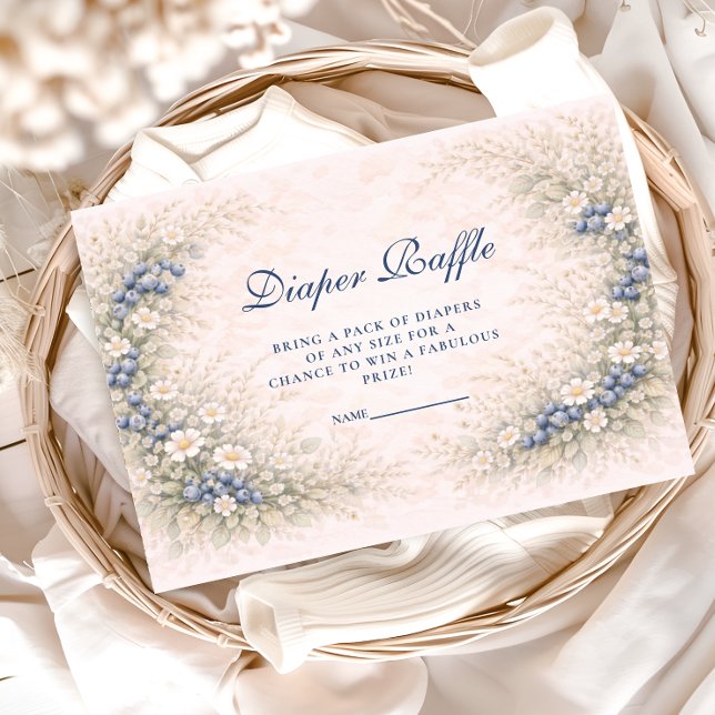 Cartão De Informações Blueberry Botanical Frame Diapper Raffle (Criador carregado)