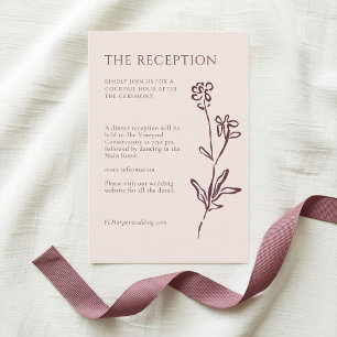 Cartão De Informações Blush Cream & Burgundy Casamento Floral Elegante
